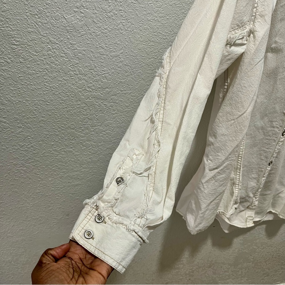 We The Free Cream Casual Button Down Shirt Shacket - Picture 6 of 13
